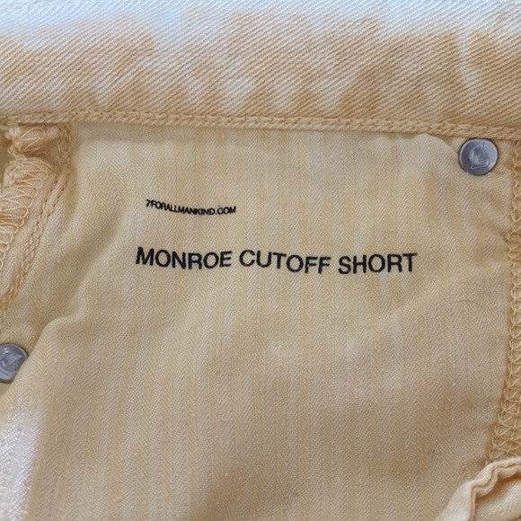 7 FOR ALL MANKIND MONROE JEAN SHORTS BUTTON FLY SIZE 24 MINERAL MARIGOLD! - Picture 11 of 11